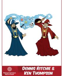 Ken Thompson and Dennis Ritchie as a superhero