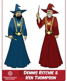 Ken Thompson and Dennis Ritchie as a superhero
