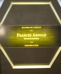 Frances Arnold display at the National Inventors Hall of Fame Museum