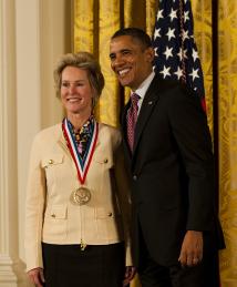 Frances Arnold with President Obama