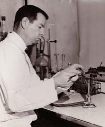 Silliker at lab bench
