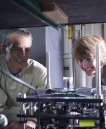 Gary D. Sharp working with Kristina Johnson in the lab