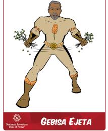 Gebisa Ejeta superhero in action